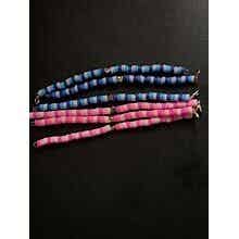 blue and pink keychains