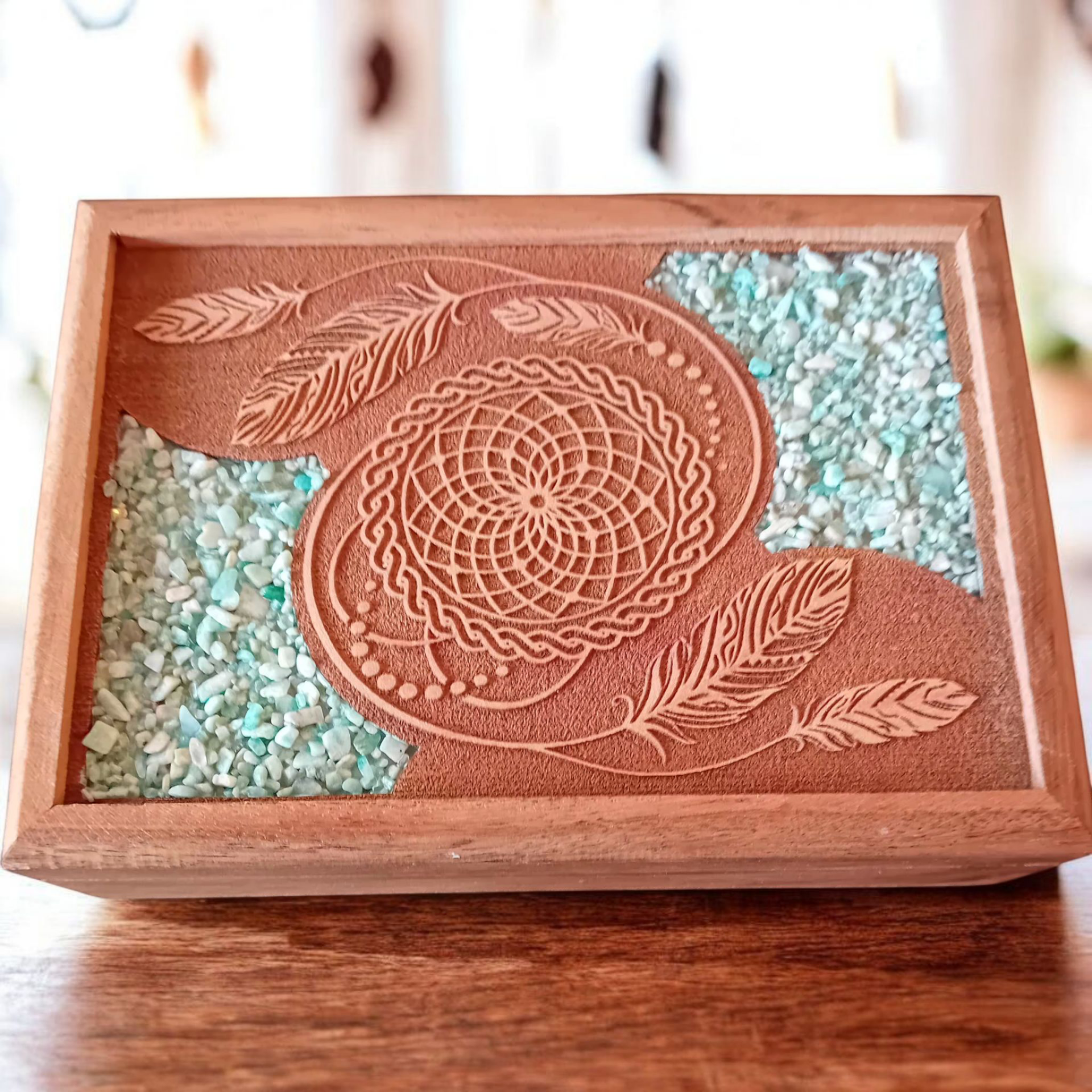 Boîte attrape-rêve avec Amazonite