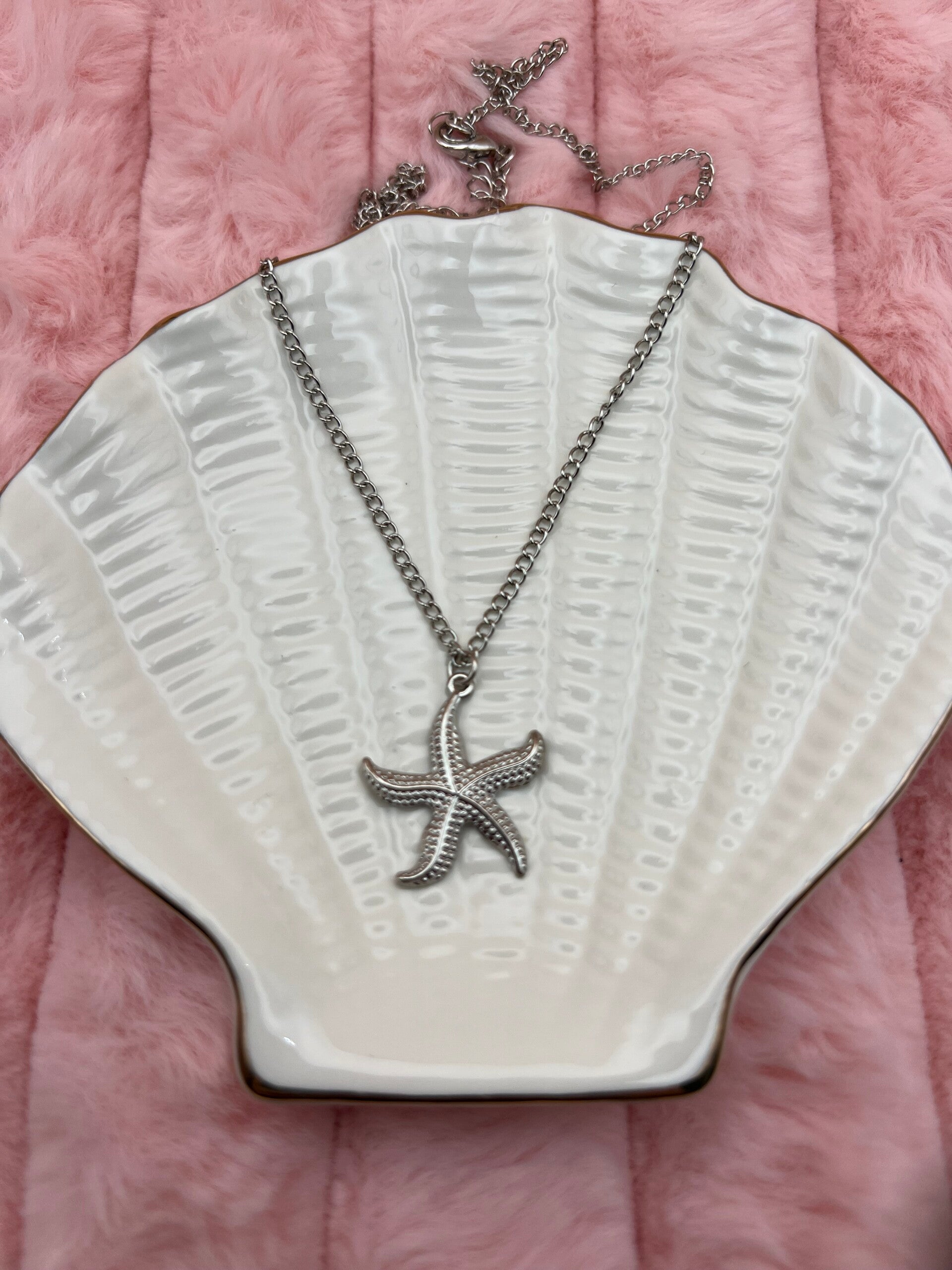 Zilverkleurige ketting met zeester