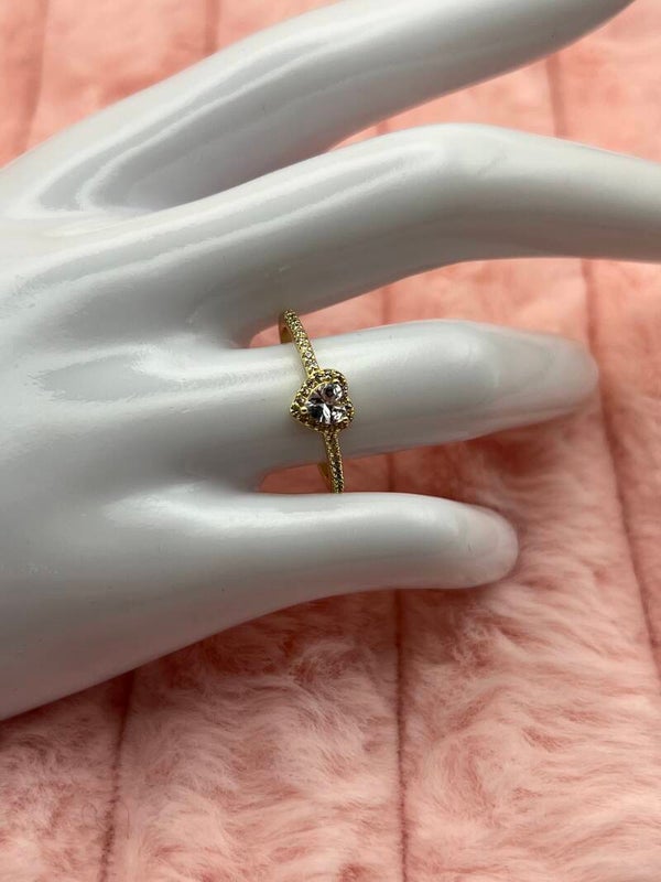 Goudkleurige verstelbare ring met hartvormige steen