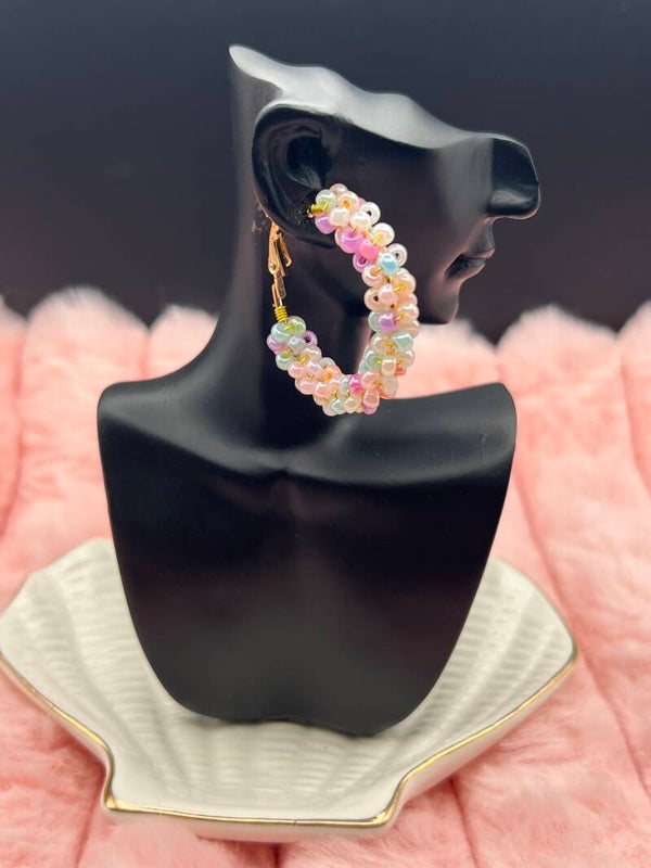 Pastel kralen oorringen – multicolor
