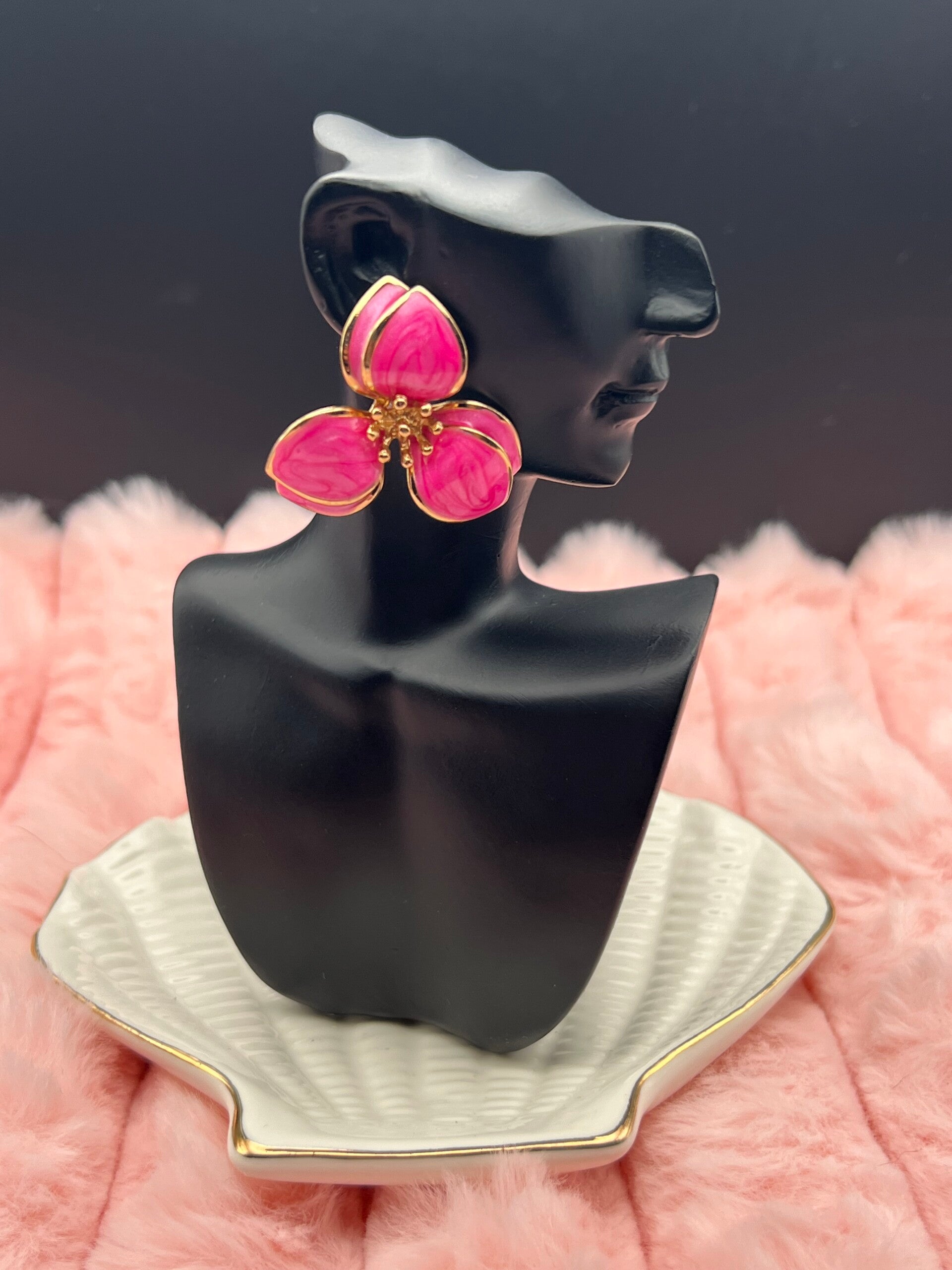 Roze bloemen oorbellen