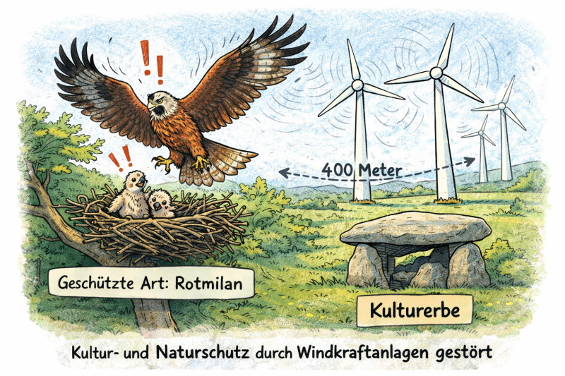 Rotmilan durch Windkraftanlagen gestört