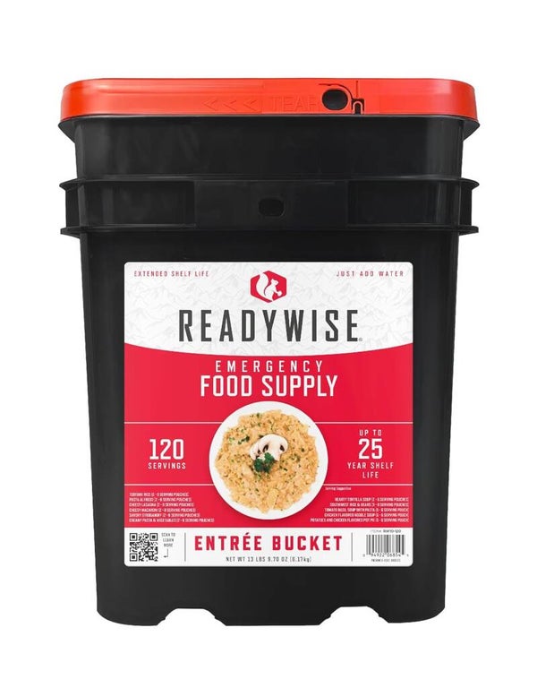 ReadyWise Emergency Food Supply - 120 Servings Favorites Sample Bucket, Survival Food Kit, Freeze Dried Prepper Food & Dehydrated Meals for Camping Essentials & Backpacking, up to 25 Year