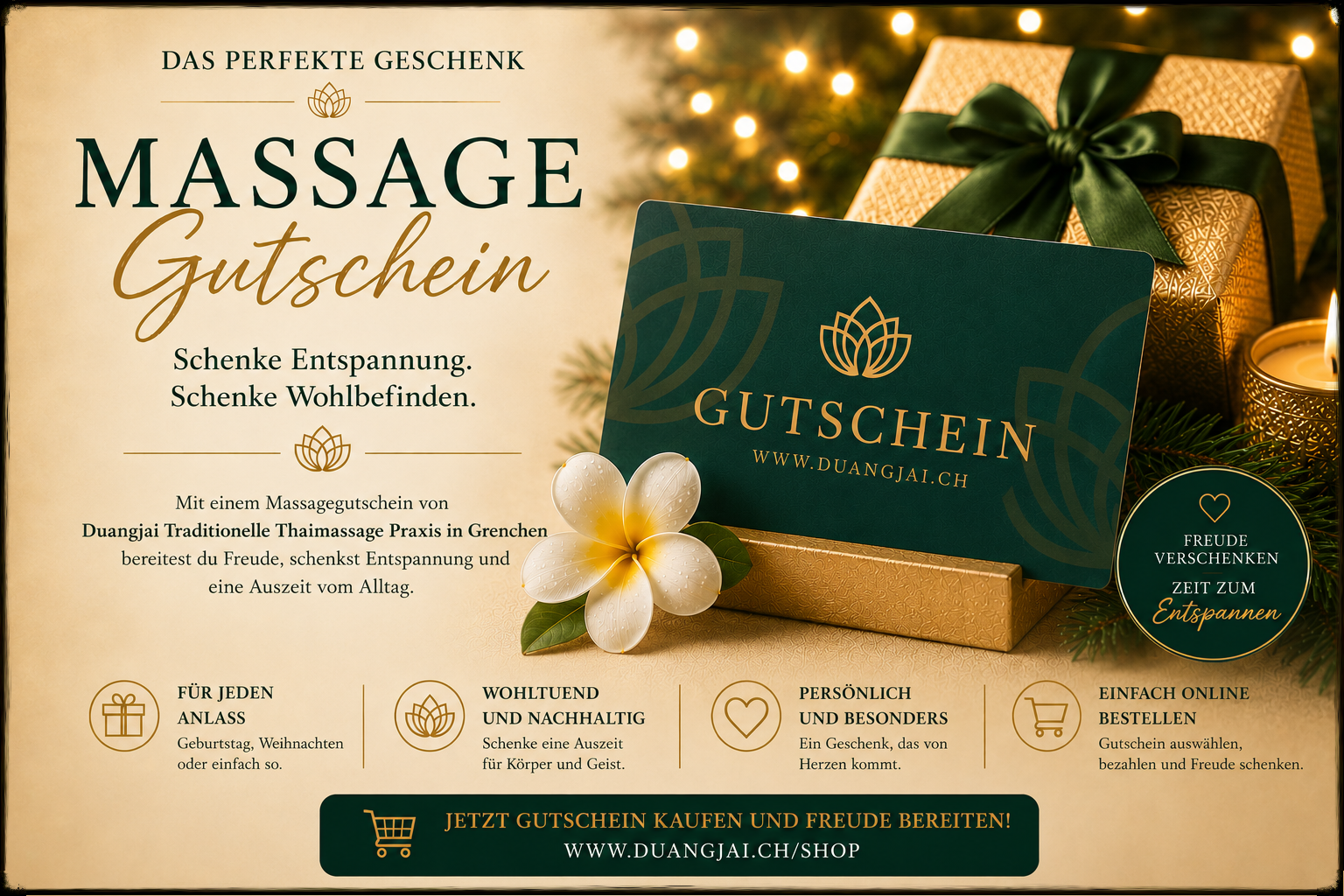 Geschenkgutschein für Thaimassage bei Duangjai in Grenchen