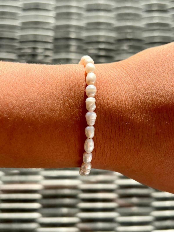 Stainless steel Parel armband goud