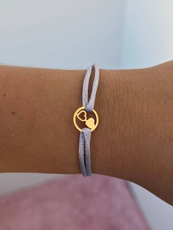 Satijnkoord armband hart