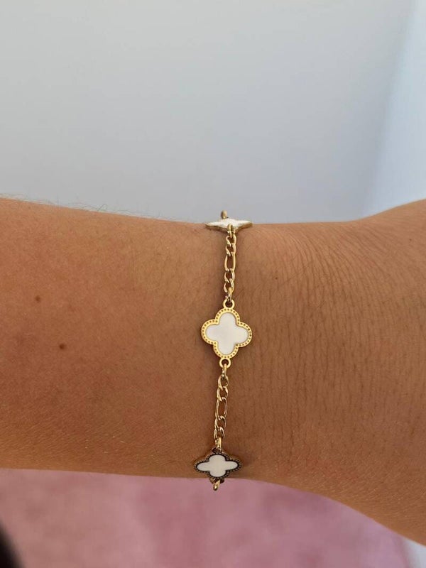Klaver armband wit goud