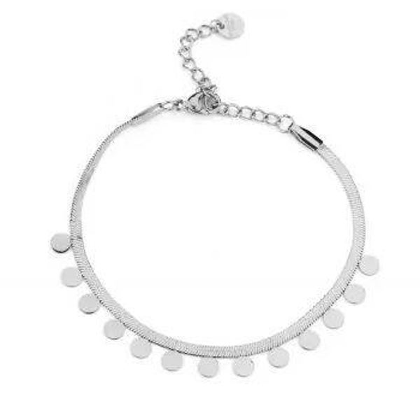 Stainless steel armband bolletjes & Coins zilver