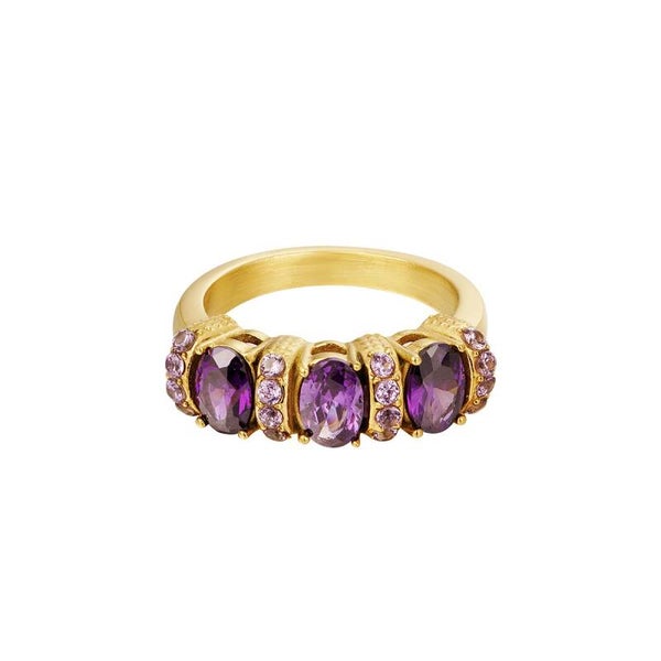 Ring Purple Zircon stainless steel Goud