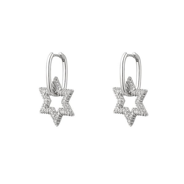 Zirkonia star earrings Silver plated