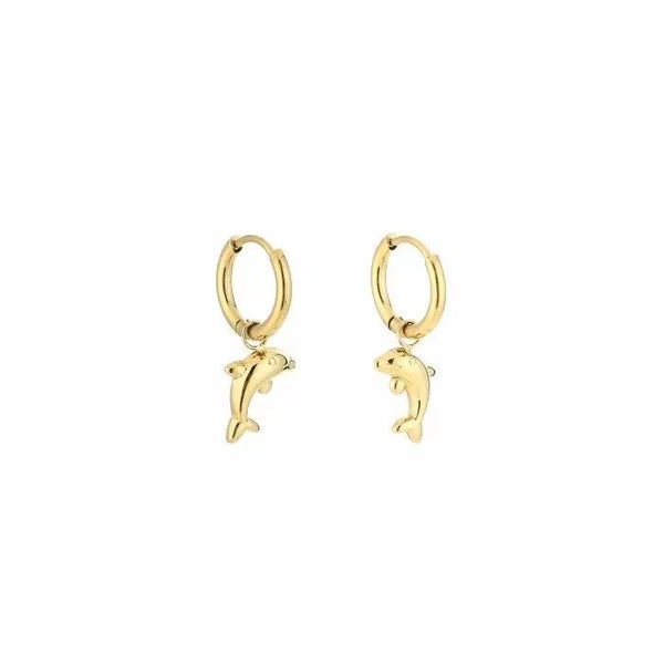 Dolfijn oorbellen goud