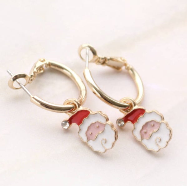 Kerstman creolen gold plated