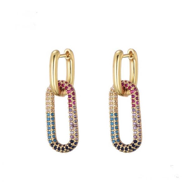 Oorbellen Ella zirkonia gold plated multicolor