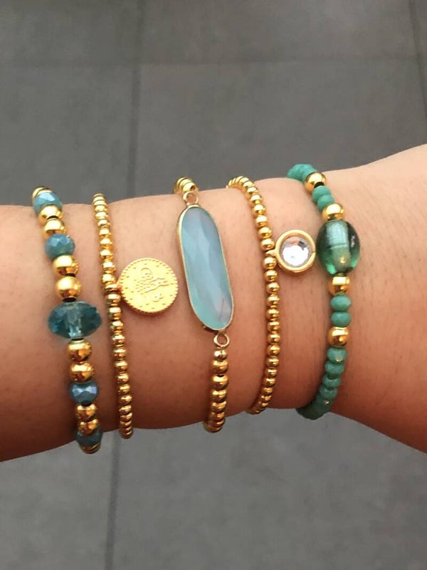 Gold plated & turquoise bracelet set