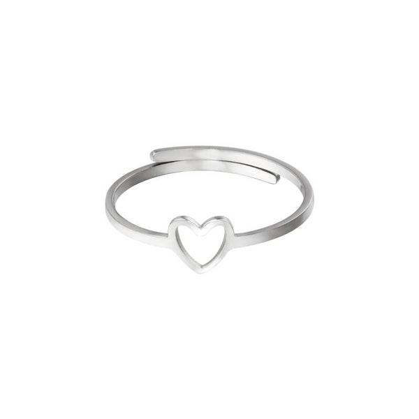 Ring cut out heart stainless steel Silver