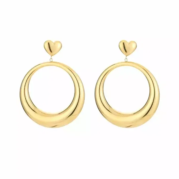 Stainless steel heart oorbellen Goud