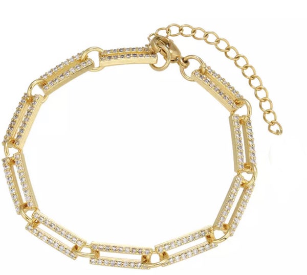 Zirkonia all over bracelet Gold plated