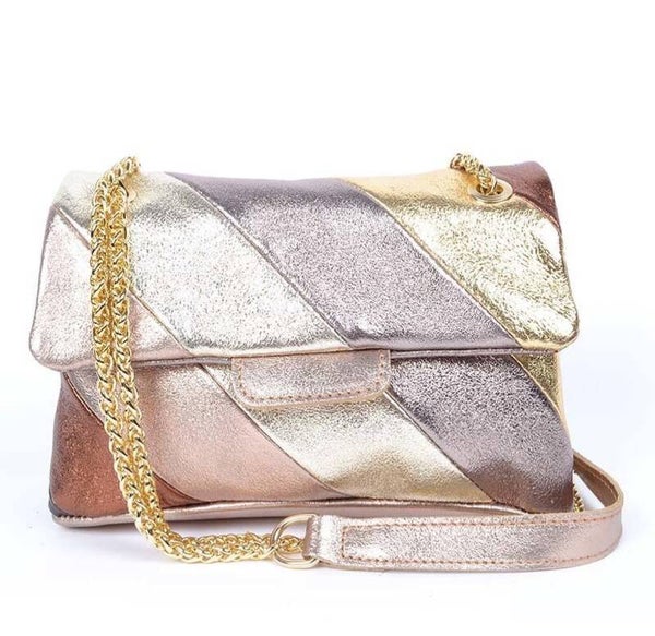 Tas Metallic Suede Nude