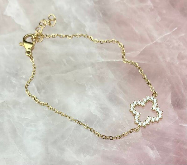 Klaver stainless steel & zirkonia bracelet Goud