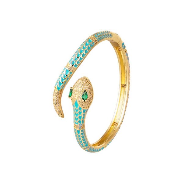 Zirkonia armband Snake Gold - Turquoise