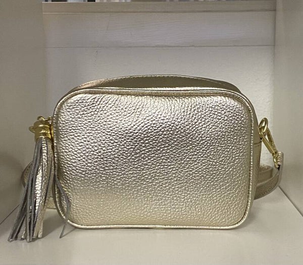 Tas Romeé echt leer Metallic champagne