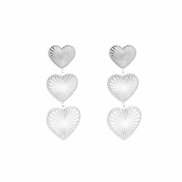 Triple hearts oorbellen zilver