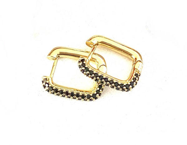 Zirkonia oorbellen Black - Gold