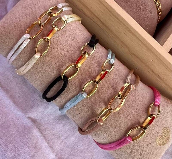 Satijnkoord schakel armband