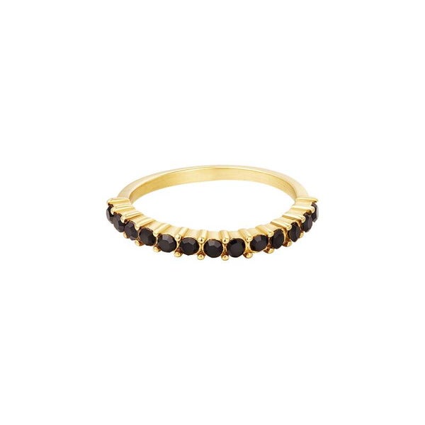 Ring Zirkonia black - gold stainless steel