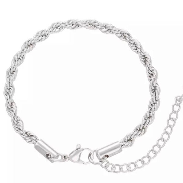 Stainless steel armband twisted Silver.
