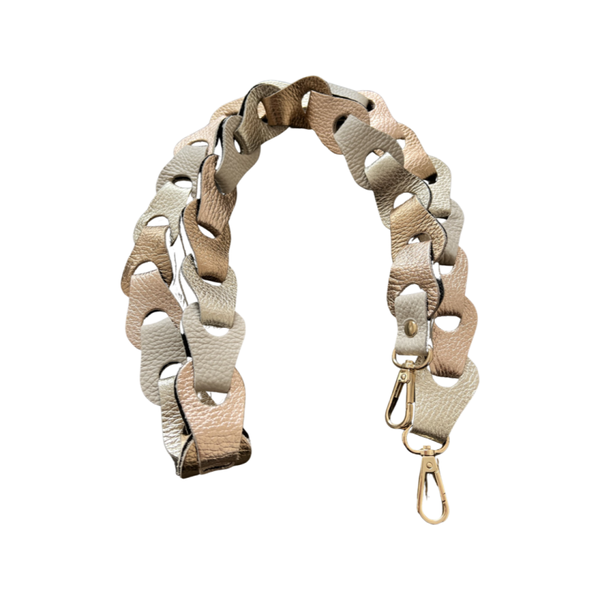 Bag strap echt leer metallic large