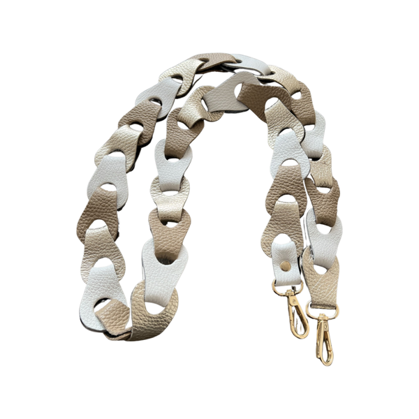 Bag strap echt leer nude kleuren & metallic Large