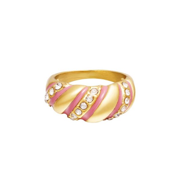 Ring Cloë stainless steel Gold - Pink
