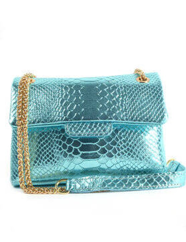 Evi crossbody bag Metallic mermaid Blue echt leer