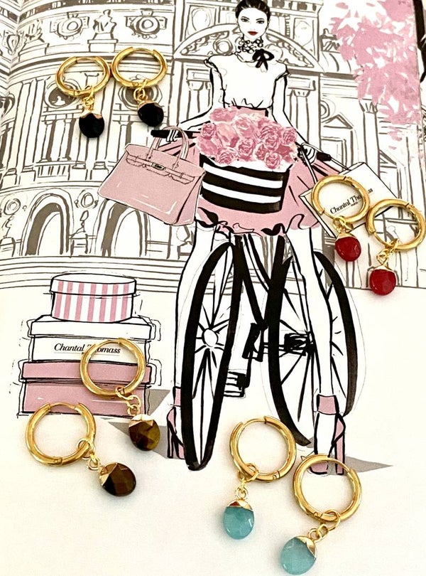 Gemstone dropp earrings stainless steel 