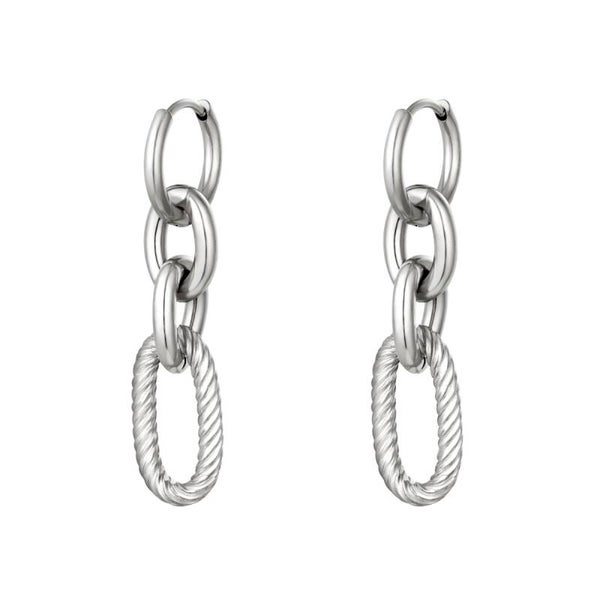 Oorbellen Chuncky stainless steel zilver