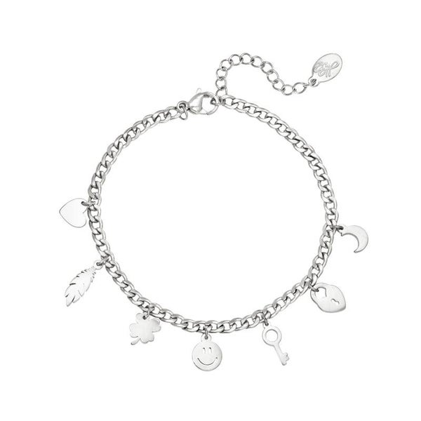 Stainless steel Armband met bedels Zilver