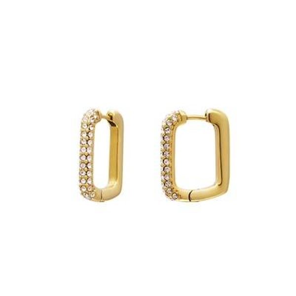 Vierkante oorbellen diamonds gold