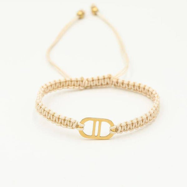 Macramé armband connected D Beige