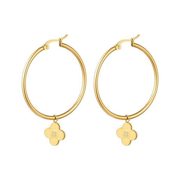 Oorringen - Creolen Clover Gold  stainless steel
