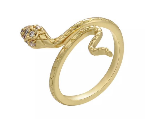 Zirkonia snake ring Goud.
