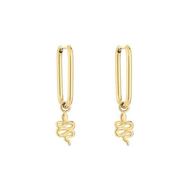 Stainless steel oorbel slang hangend goud