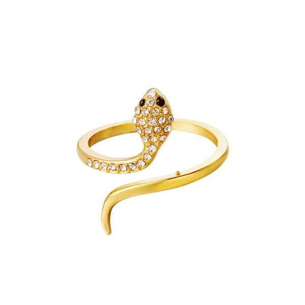 Zirkonia snake ring stainless steel Goud