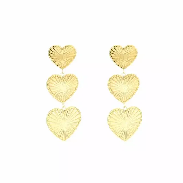Triple Hearts oorbellen Goud