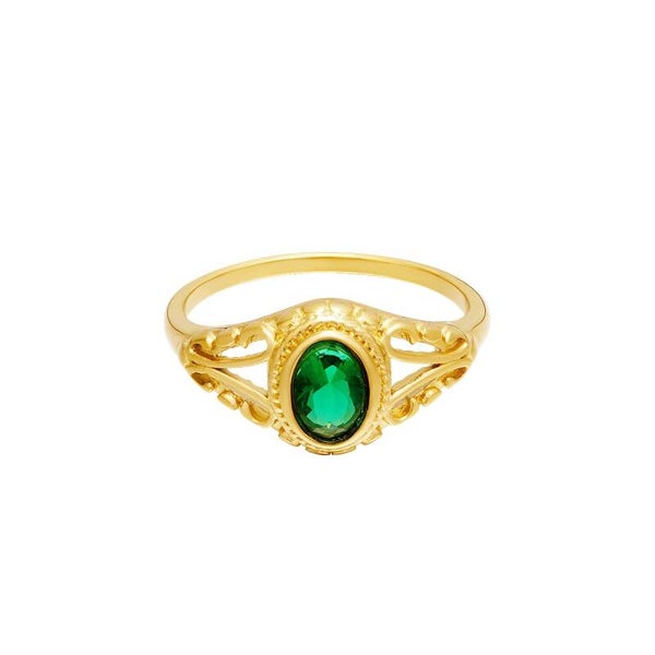 Ring Gina Stainless steel Green - Gold