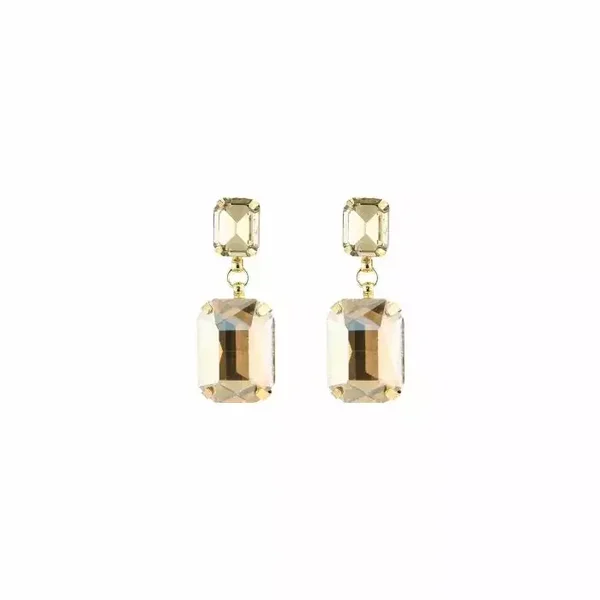 Diamond earrings stainless steel Gold