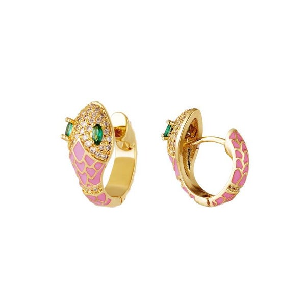 Zirkonia snake oorbellen Blush pink