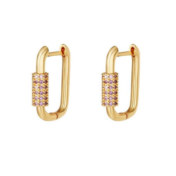 Oorbellen Daisy zirkonia Gold - Purple