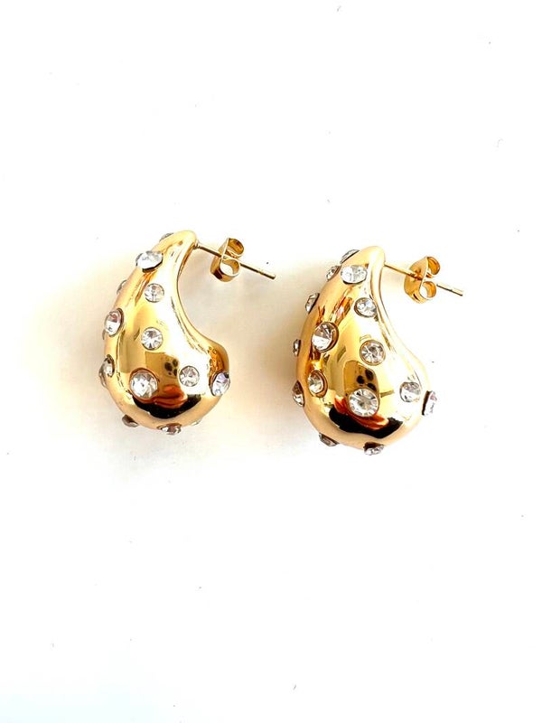 Druppel oorbellen zirkonia Goud